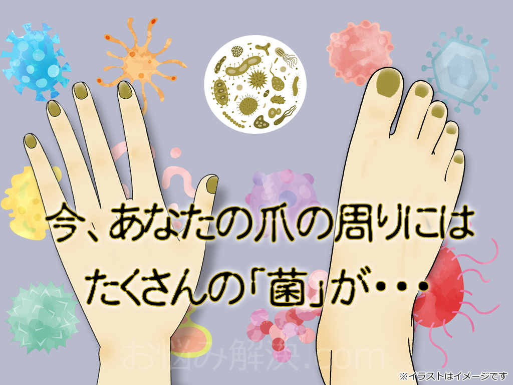 あなたの手の爪や足の爪の周りにはたくさんの水虫菌や白癬菌んどが存在してるかもしれません。